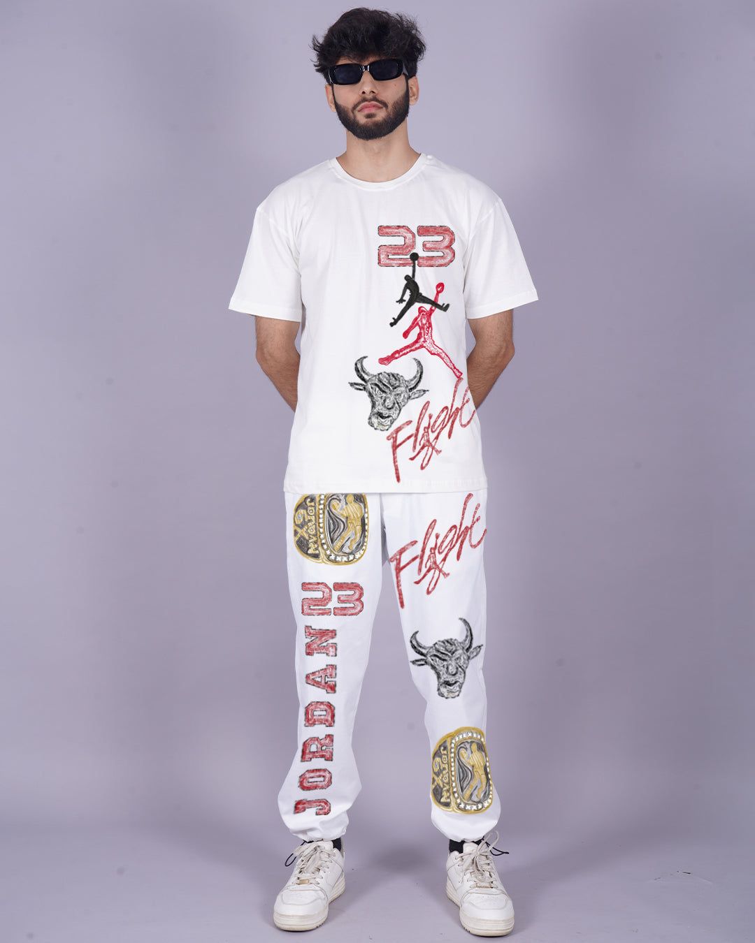 Men's Two Piece Crayon Oversized Co-ord Set in White(*)