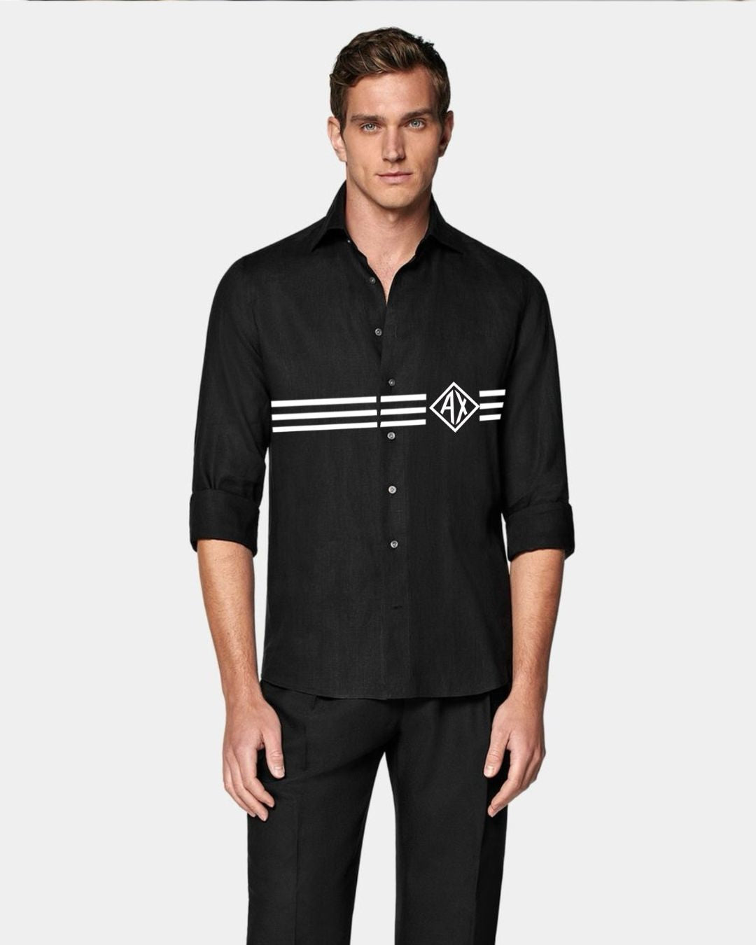 MEN'S 3 LINER AX SHIRT(BLACK)