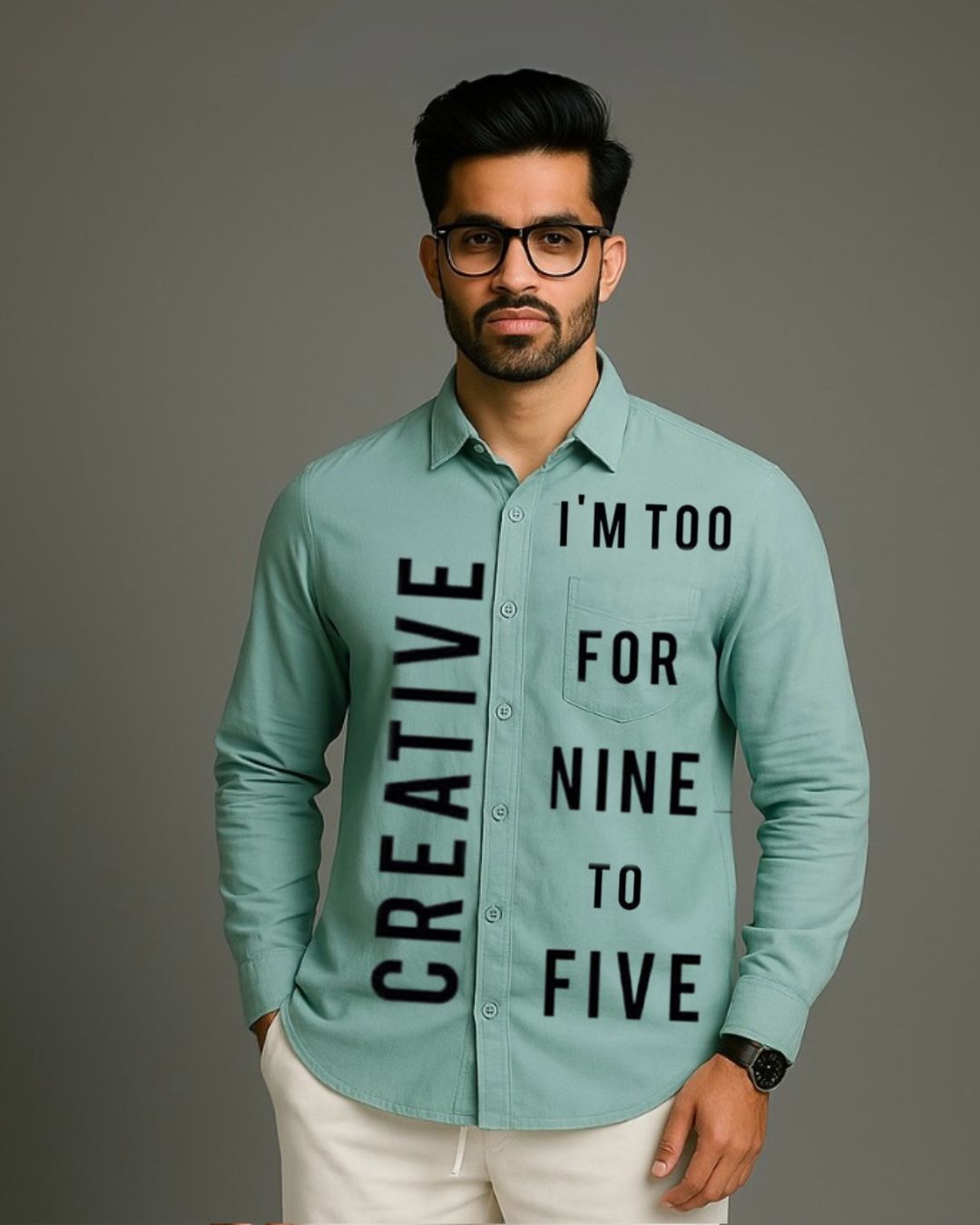 MEN'S CORPORATE FULL SLEEVE GREEN SHIRT