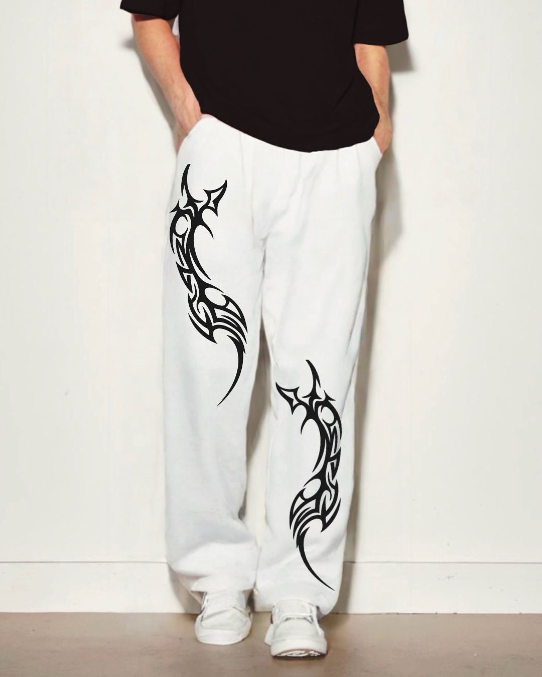 MEN'S DRAGON CURVE WHITE COTTON PANT