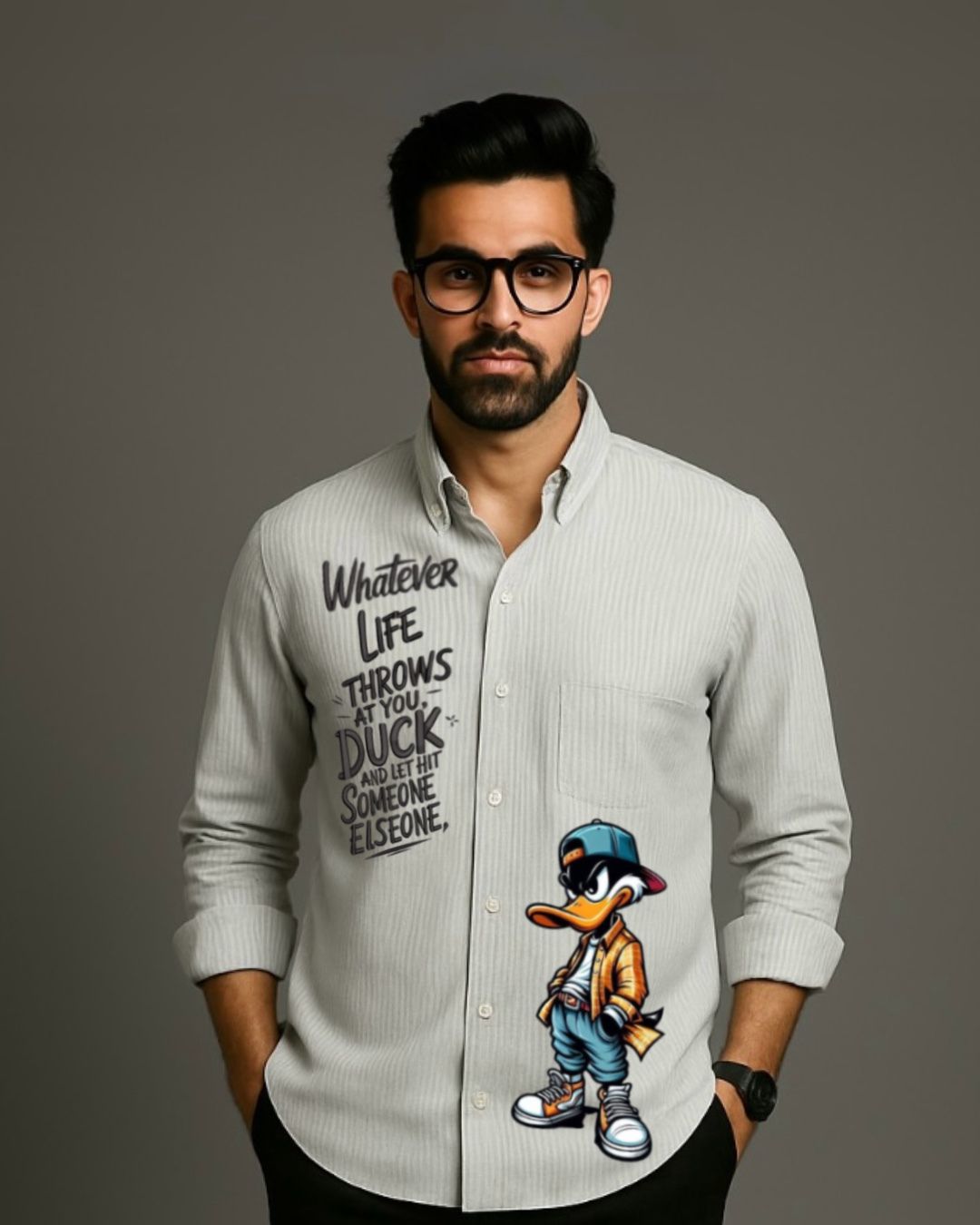 MEN'S DUCK & DODGE FULL SLEEVE STRIPE SHIRT