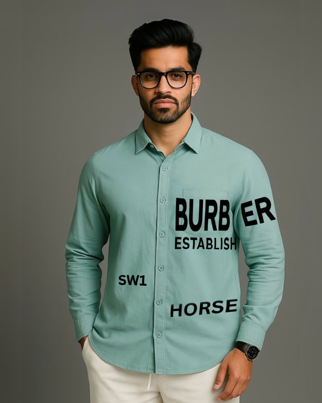 MEN'S ESTABLISH LONDON FULL SLEEVE GREEN SHIRT (*)