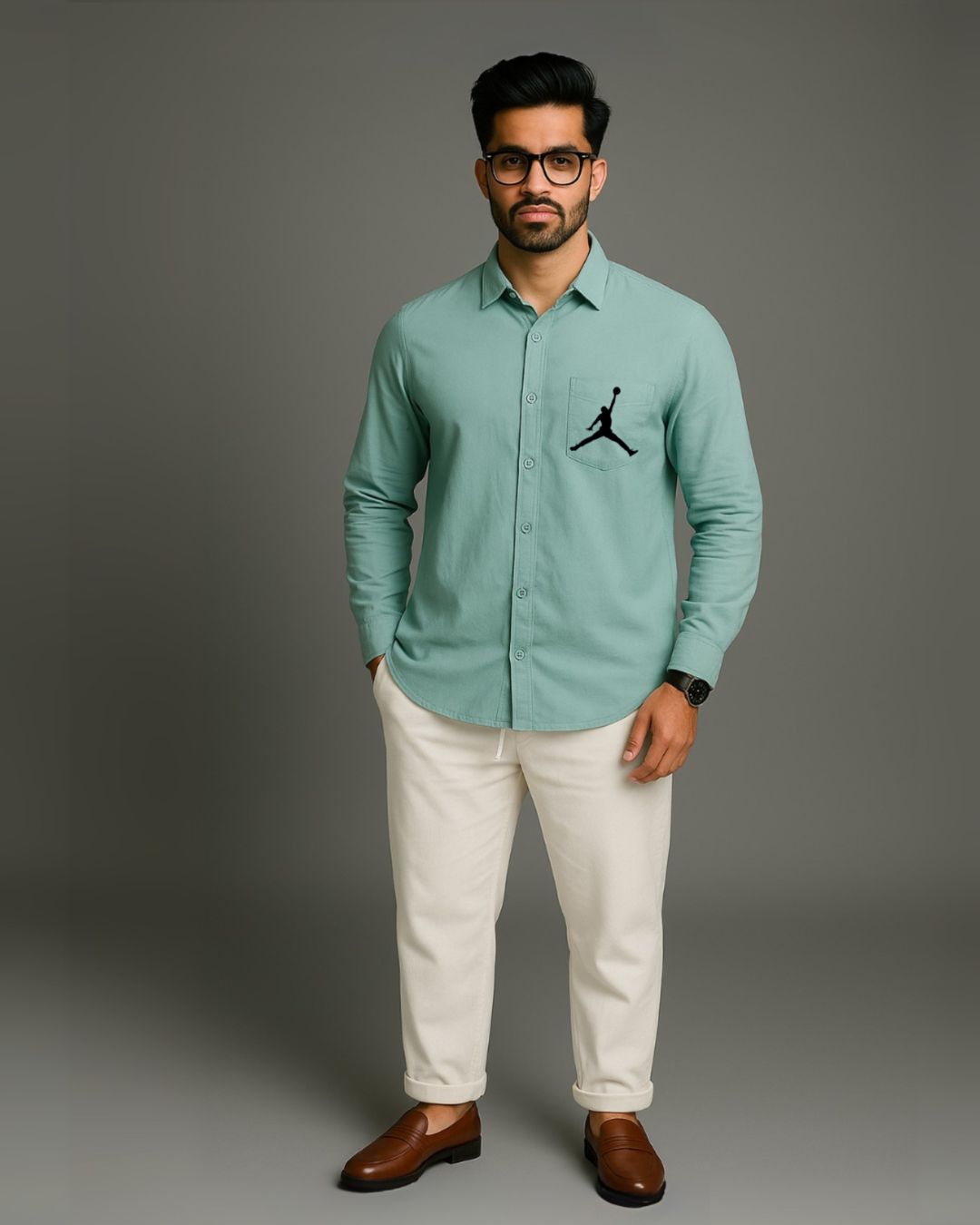 MEN'S FLIGHT FULL SLEEVE GREEN SHIRT(*)