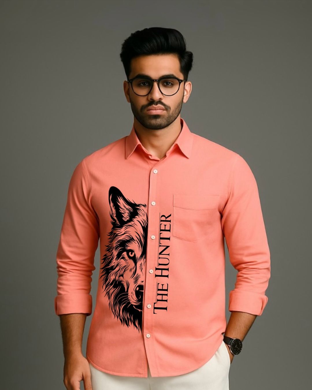 MEN'S THE HUNTER FULL SLEEVE PEACH SHIRT