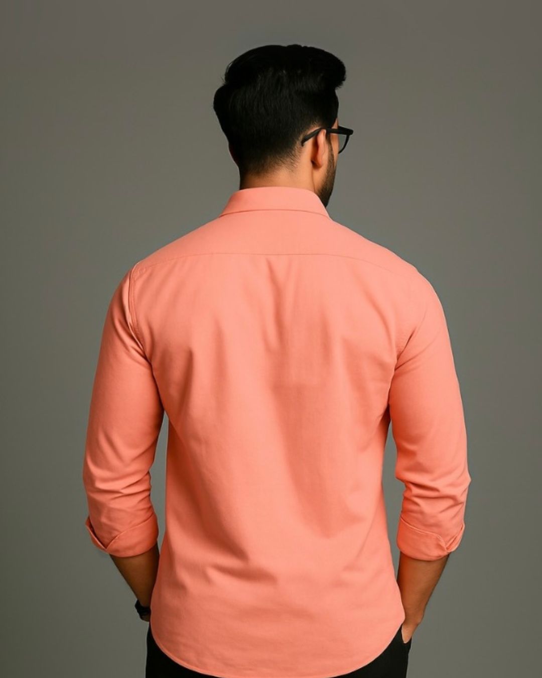 MEN'S CHICAGO STYLE BULL FULL SLEEVE PEACH SHIRT (*)