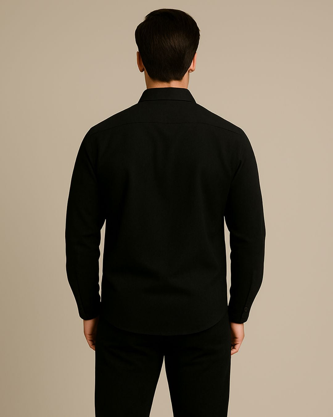 MEN'S FEATHER EGALE SILK FULL SLEEVE BLACK SHIRT
