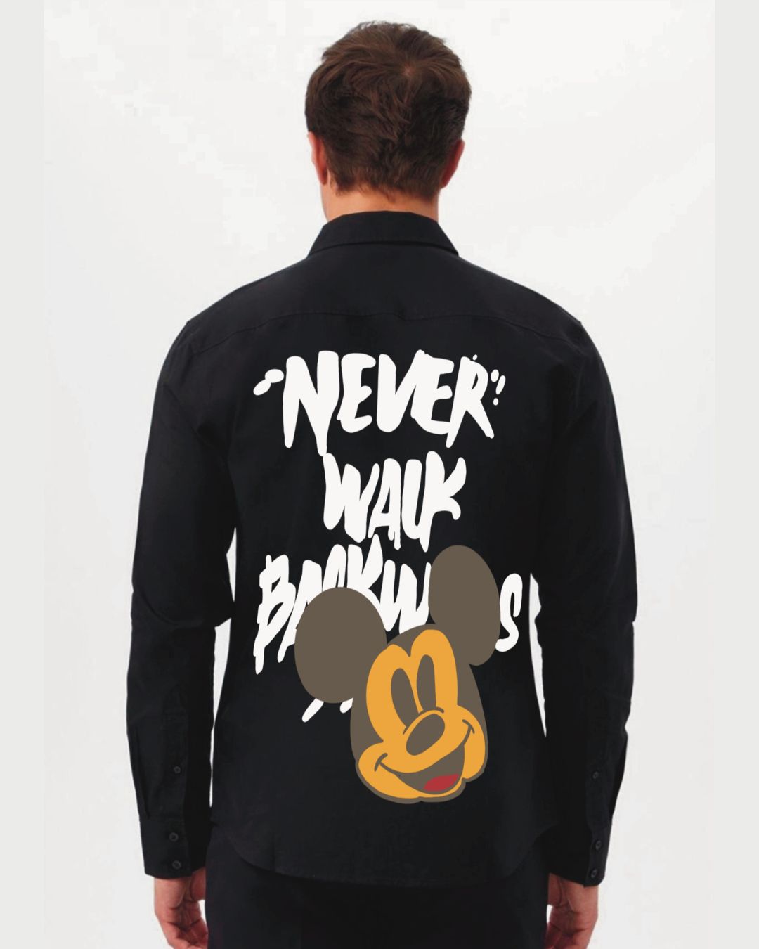 NEVER WALK FULL SLEEVE BLACK SHIRT