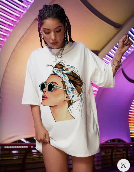 Goggy - Drop Shoulder white Oversized Tee(*)