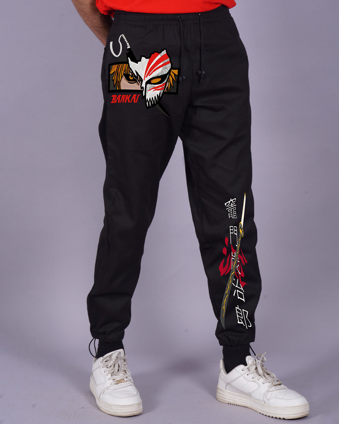 MANGA MARVEL: MEN BLACK CARGO PANTS WITH BANKAI DESIGN(*)