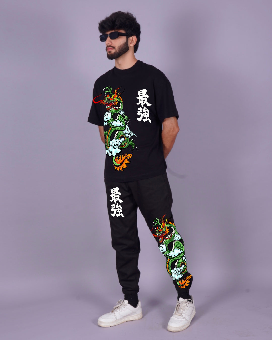 Men's Chinese Dragon Two Piece Set in Black(*)