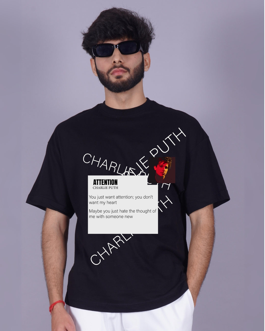 Charlie Puth Attention Tee Set | Oversized T-Shirt for Men