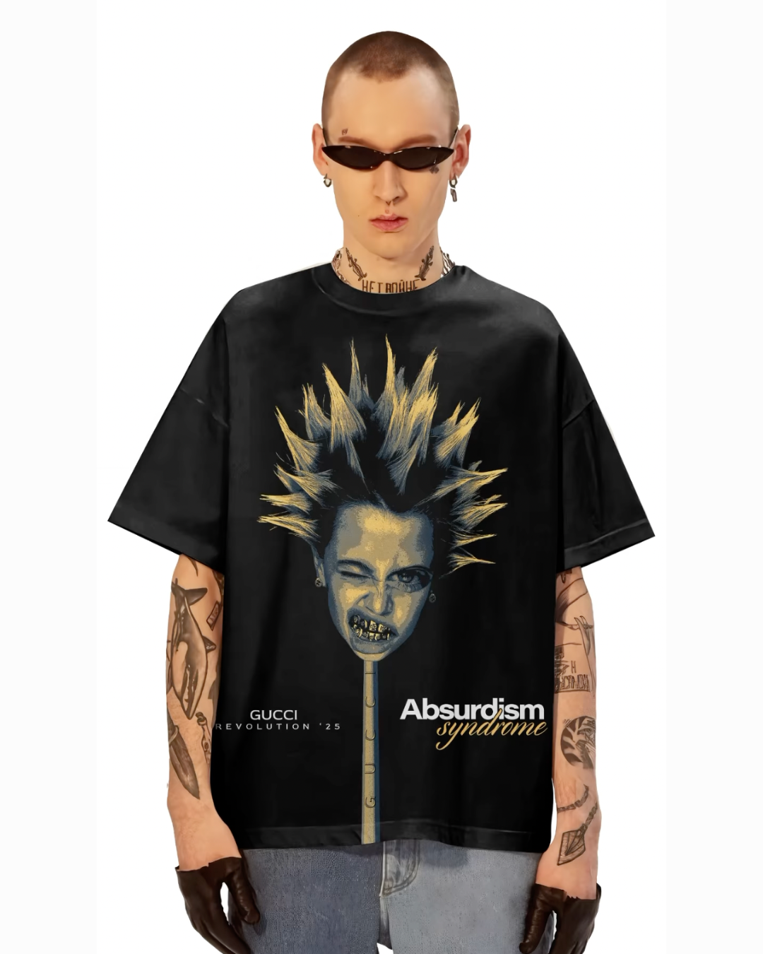 ABSURDISM SYNDROME UNISEX OVERSIZED BLACK T-SHIRT
