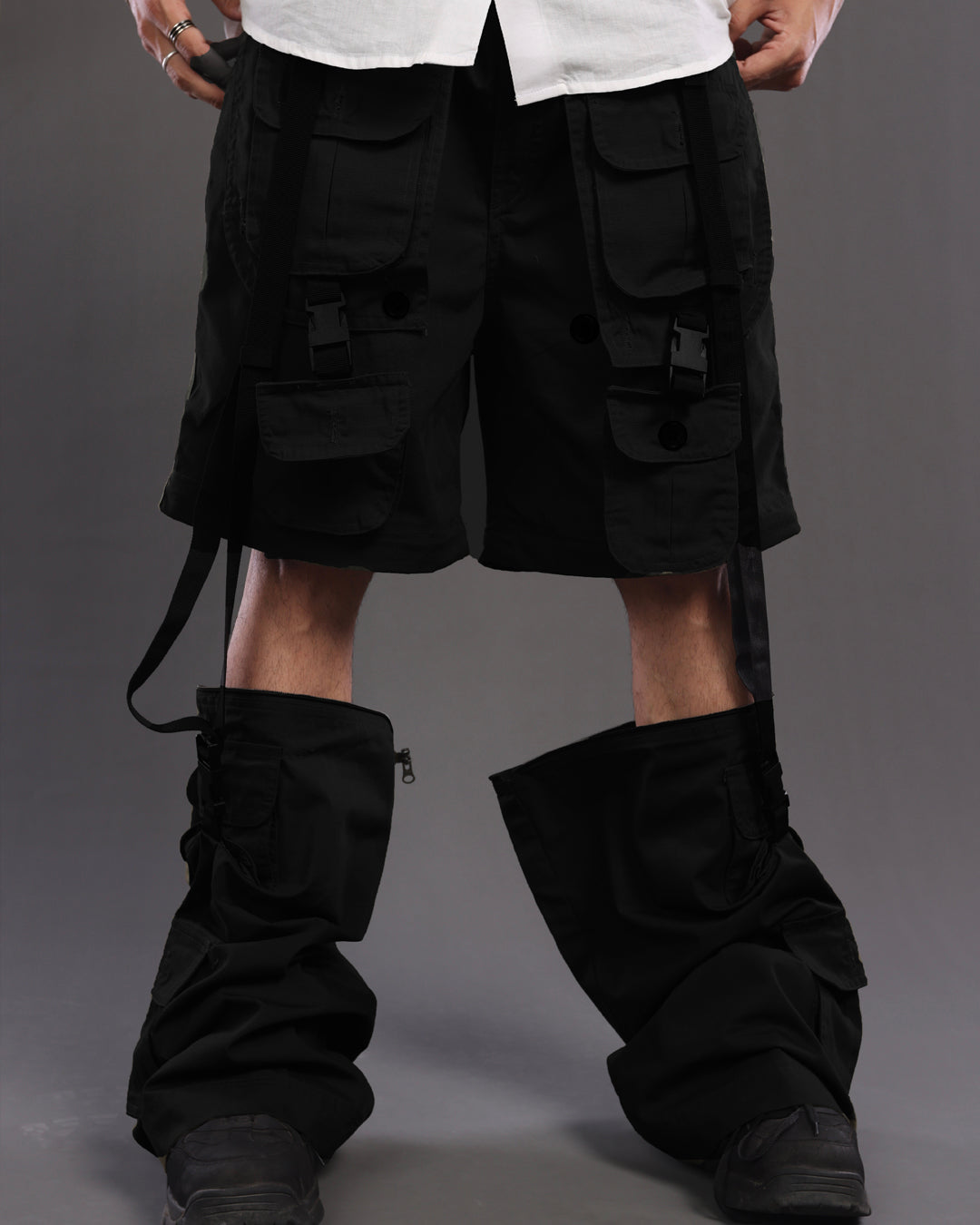 Charcoal Black MaxFlex Cargo Pants: Air Ease Commando Multi-Pocket Style