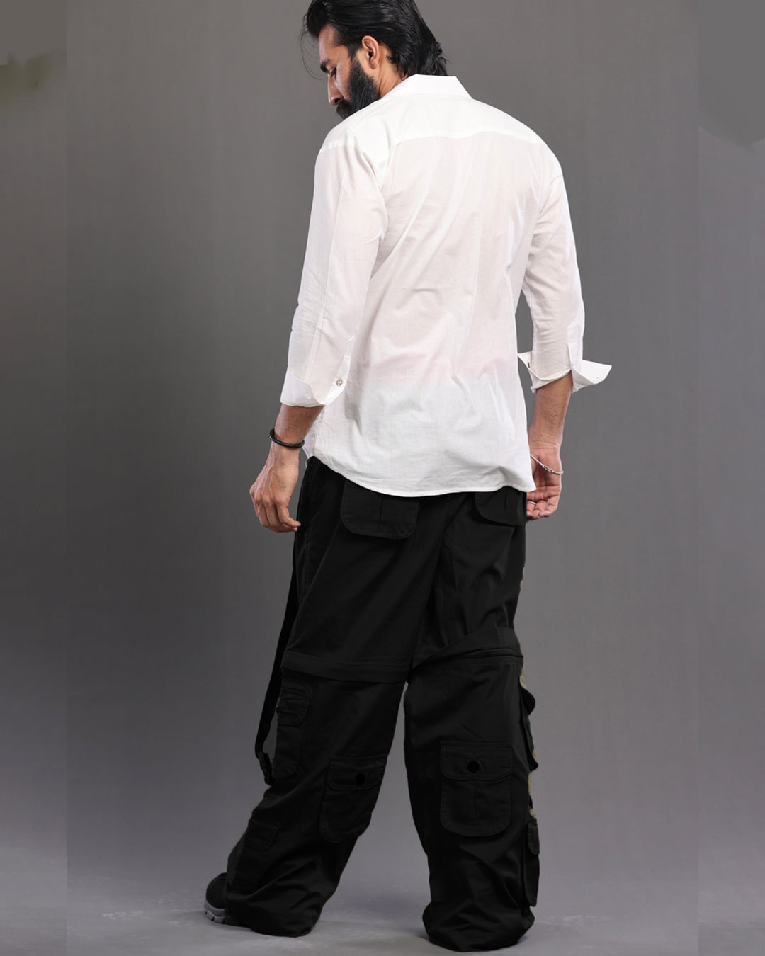 Charcoal Black MaxFlex Cargo Pants: Air Ease Commando Multi-Pocket Style