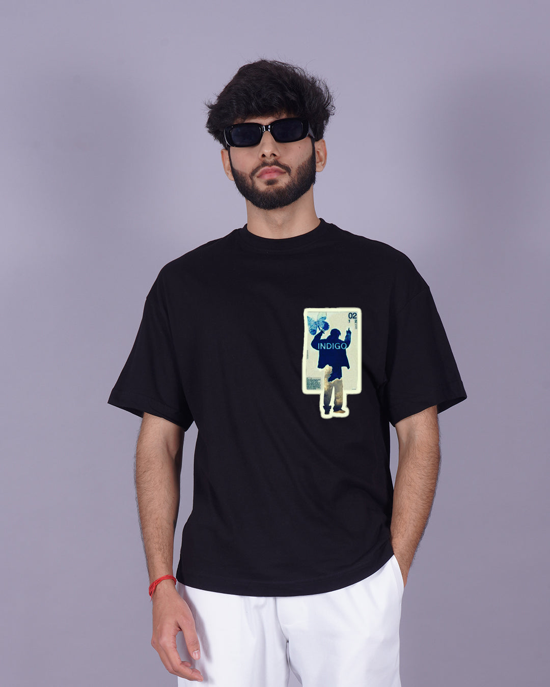 August D Vibes: Men's BTS Oversized Tee Set - Indigo Edition