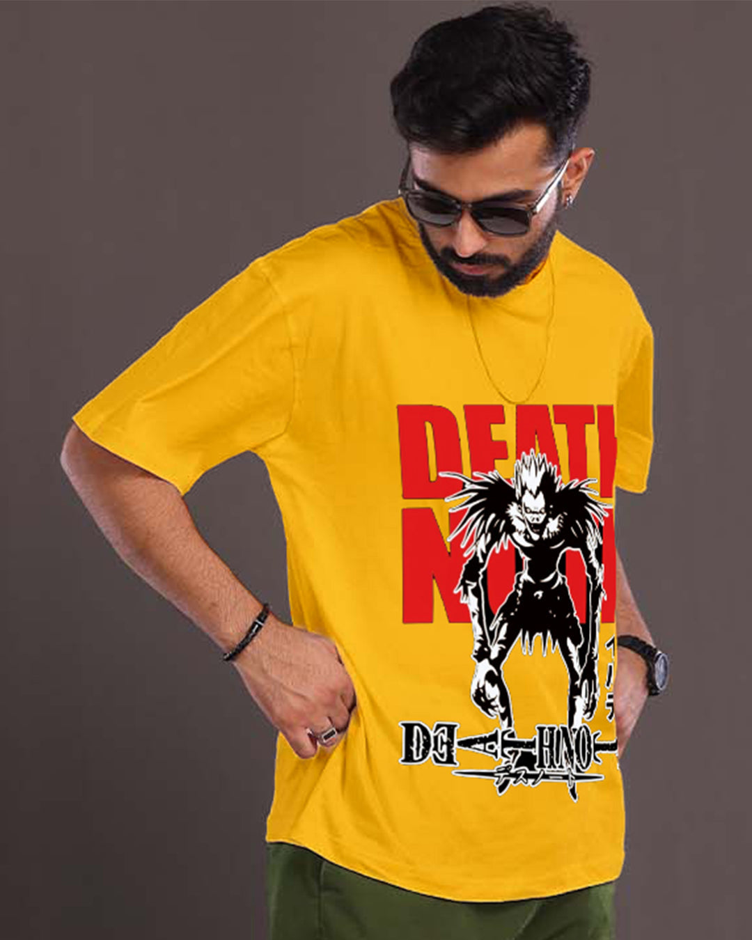 Men's Yellow Oversized T-Shirt - Death Note(*)