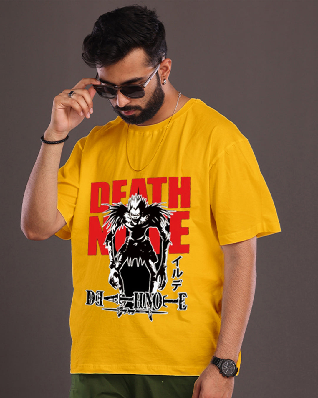 Men's Yellow Oversized T-Shirt - Death Note(*)