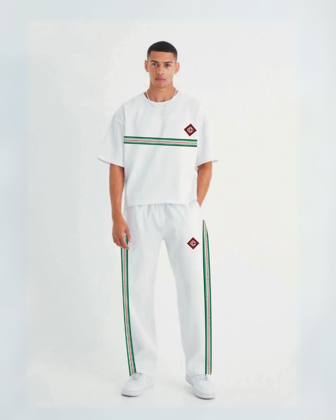 Men Diljeet style Oversized Cord Set - White and White(*)