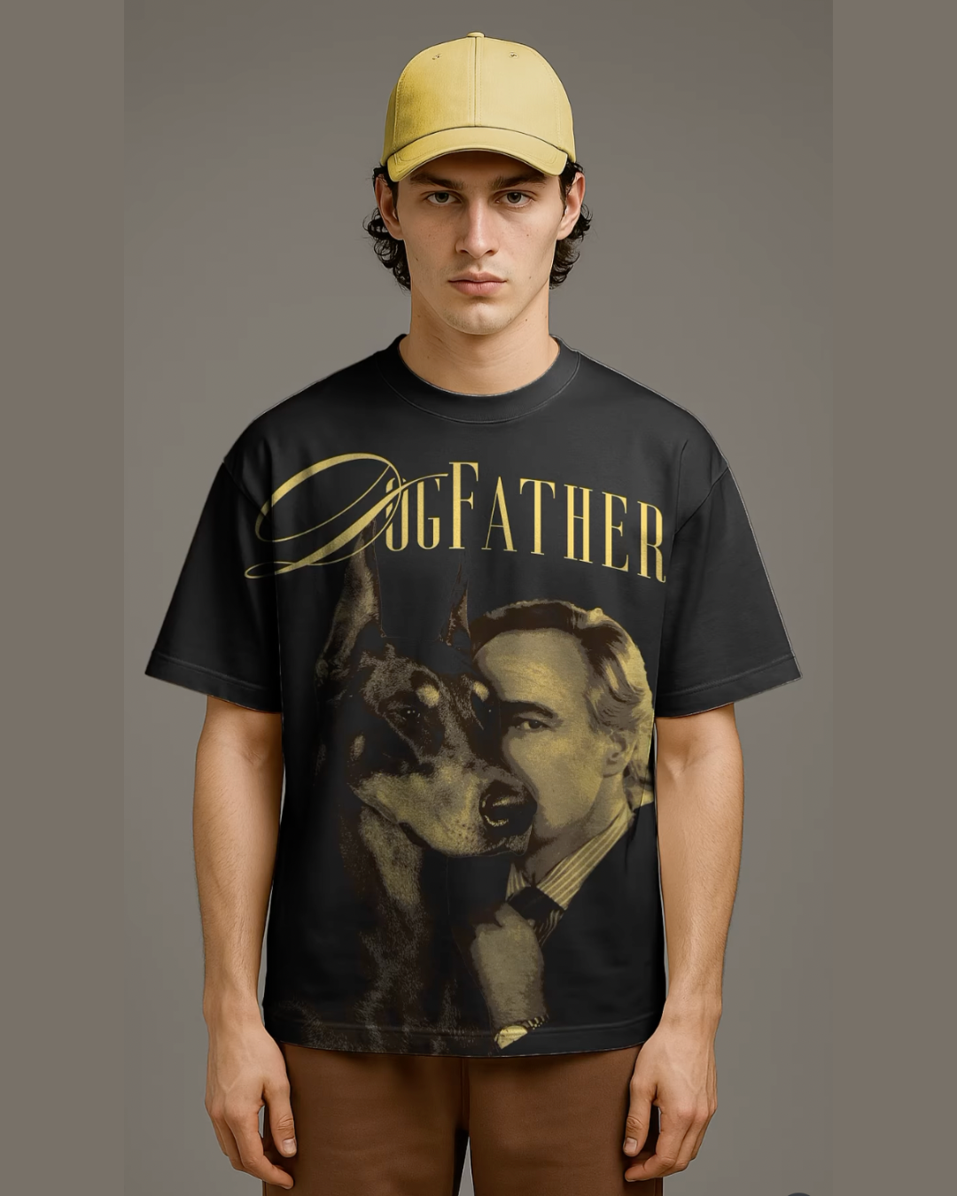 DOG FATHER UNISEX OVERSIZED BLACK T-SHIRT