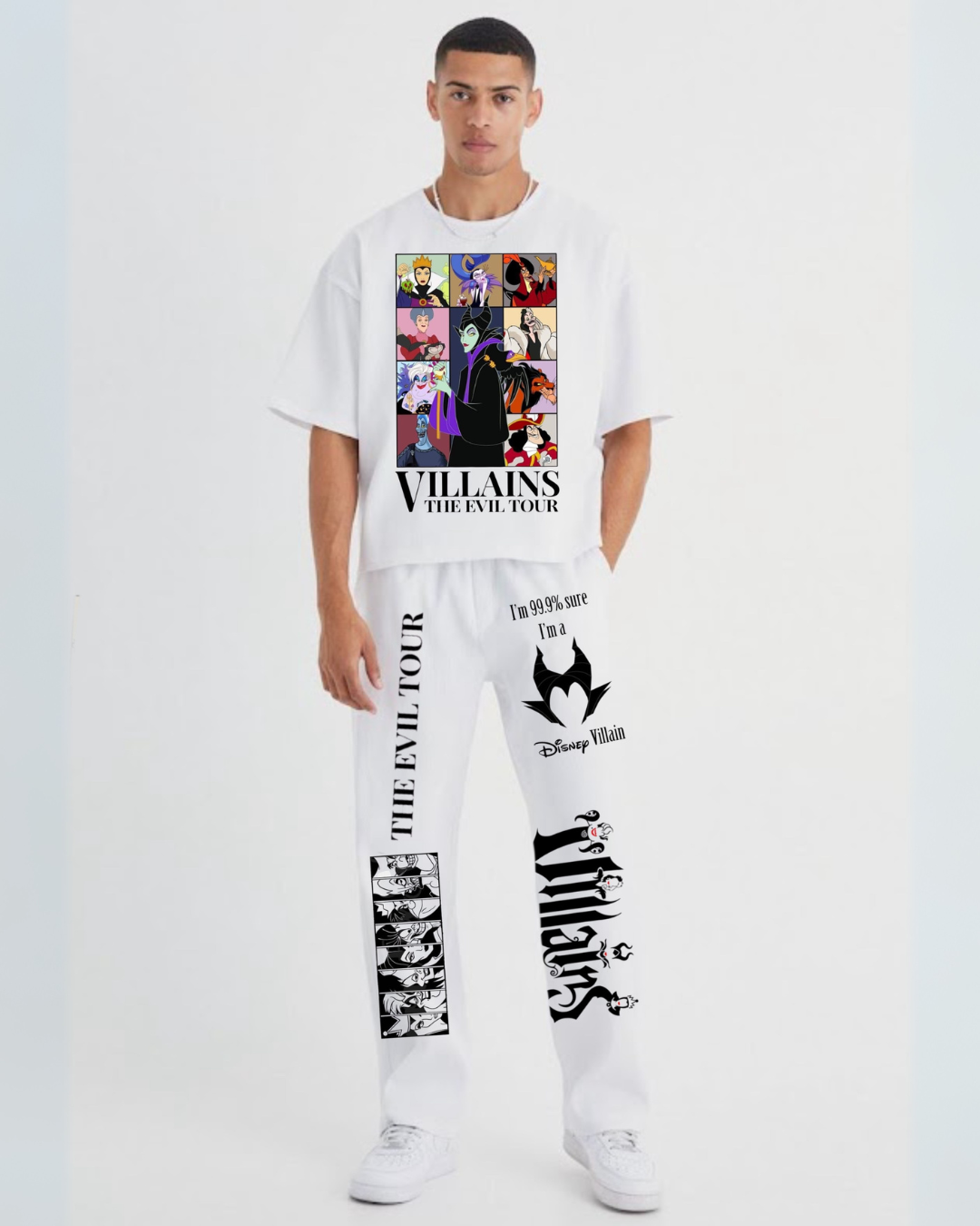 MEN'S EVIL ICONS OVERSIZED CORDSET (WHITE AND WHITE)