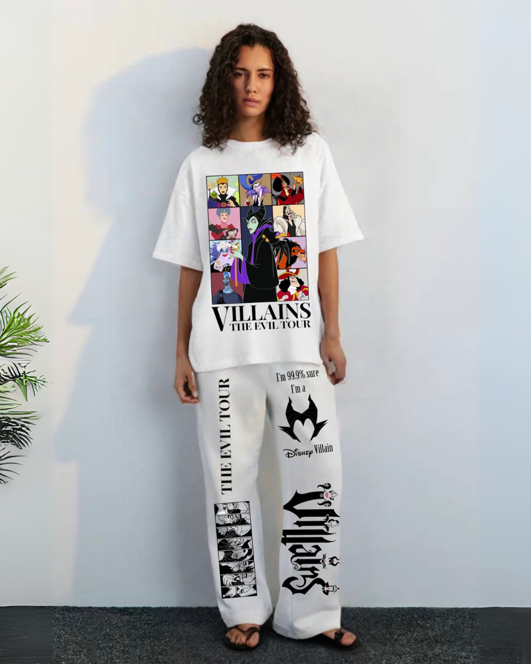 WOMEN'S EVIL ICON OVERSIZED CO-ORD SET ( WHITE AND WHITE)