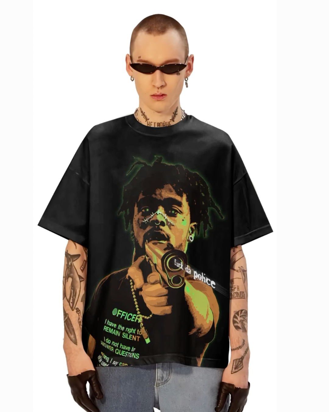 FUCK DA POLICE UNISEX OVERSIZED BLACK T-SHIRTF