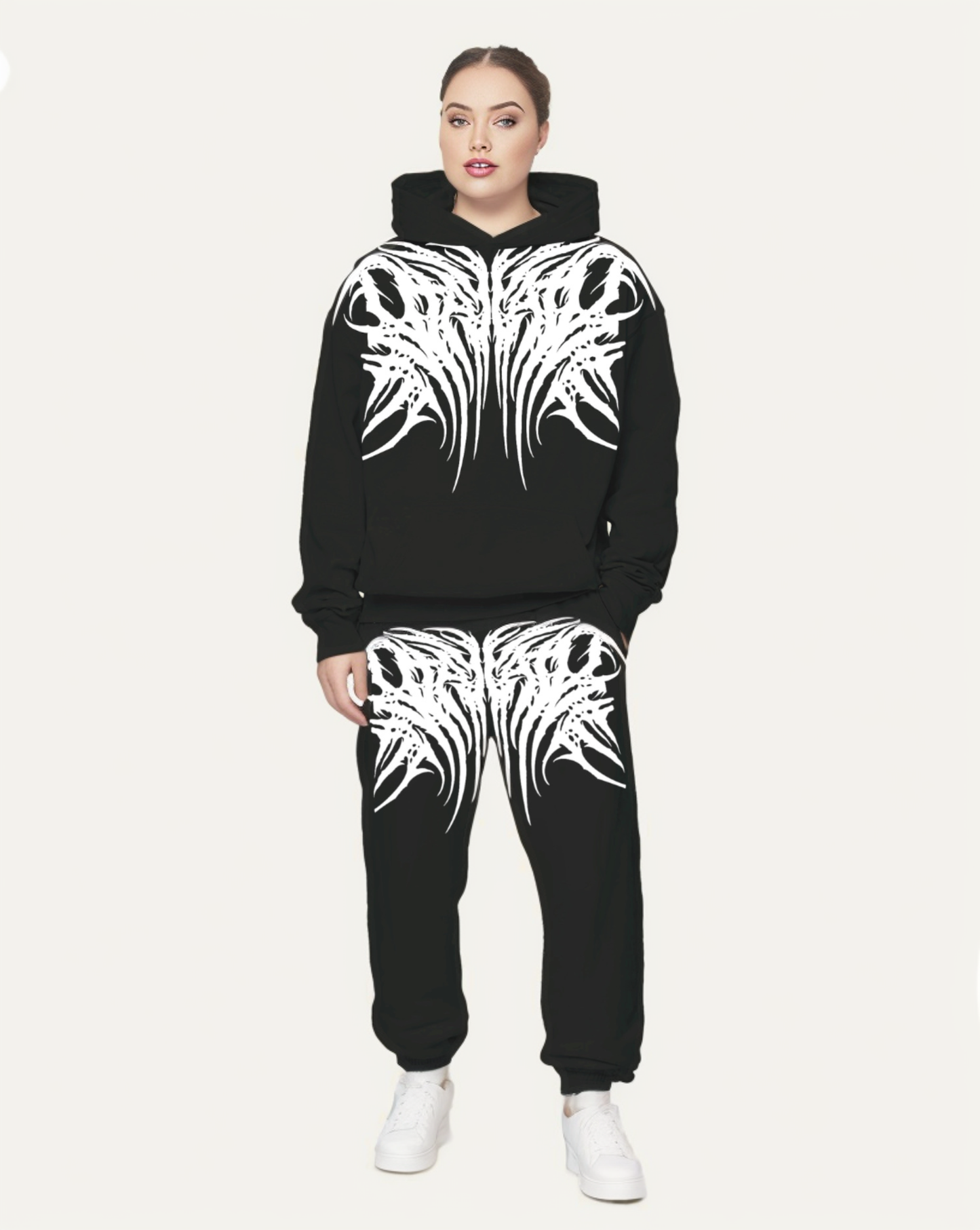 MEN'S NO FEAR HOODIE OVERSIZED CO-ORD SET - BLACK AND BLACK