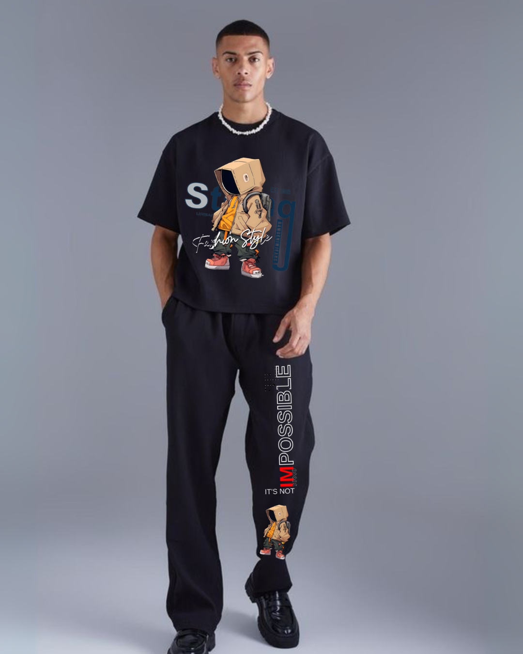 MEN'S IMPOSSIBLE FASHION OVERSIZED CORDSET (BLACK AND BLACK)