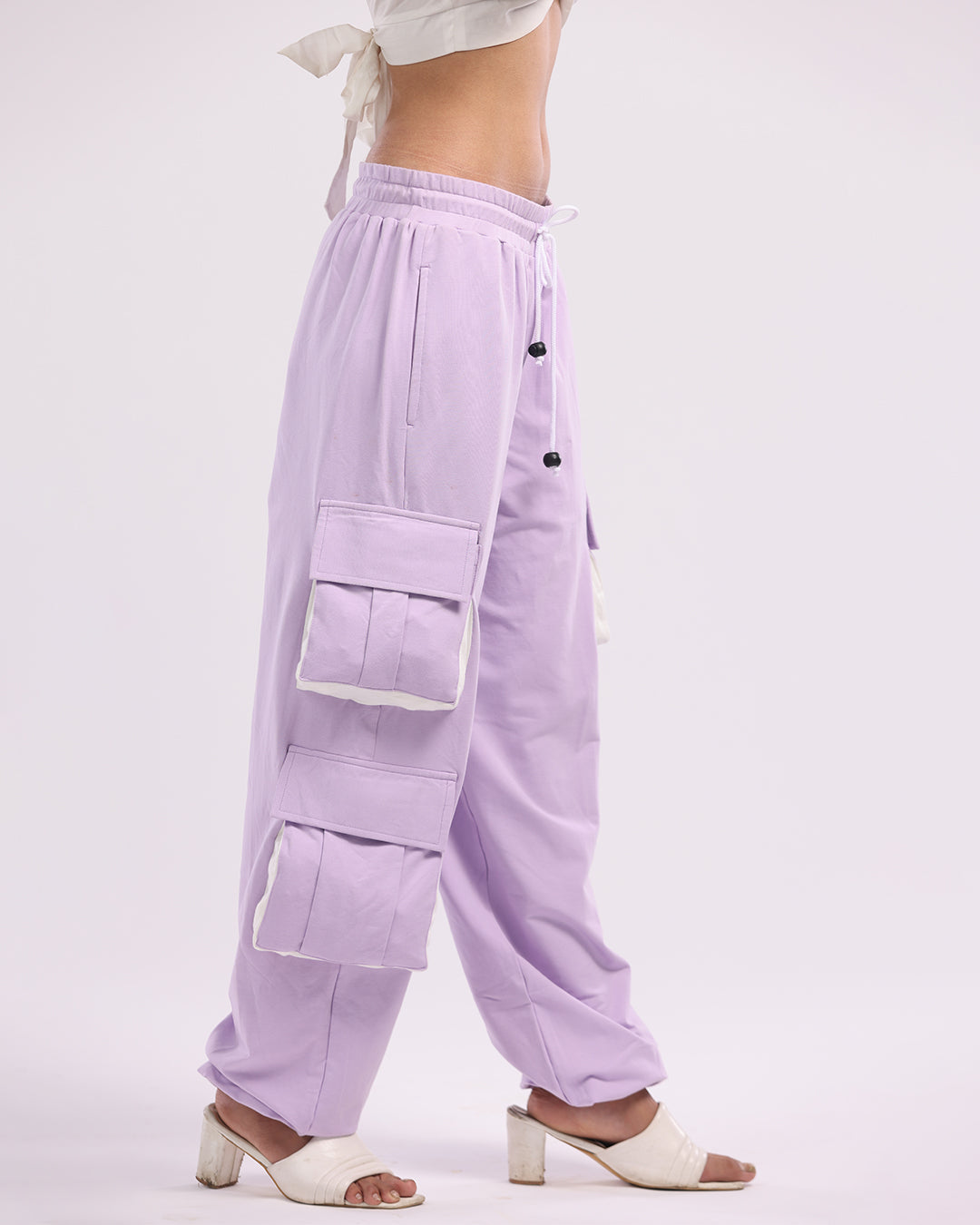 STAY STYLISH, STAY COMFORTABLE: LAVENDER WOMEN'S COTTON JOGGERS