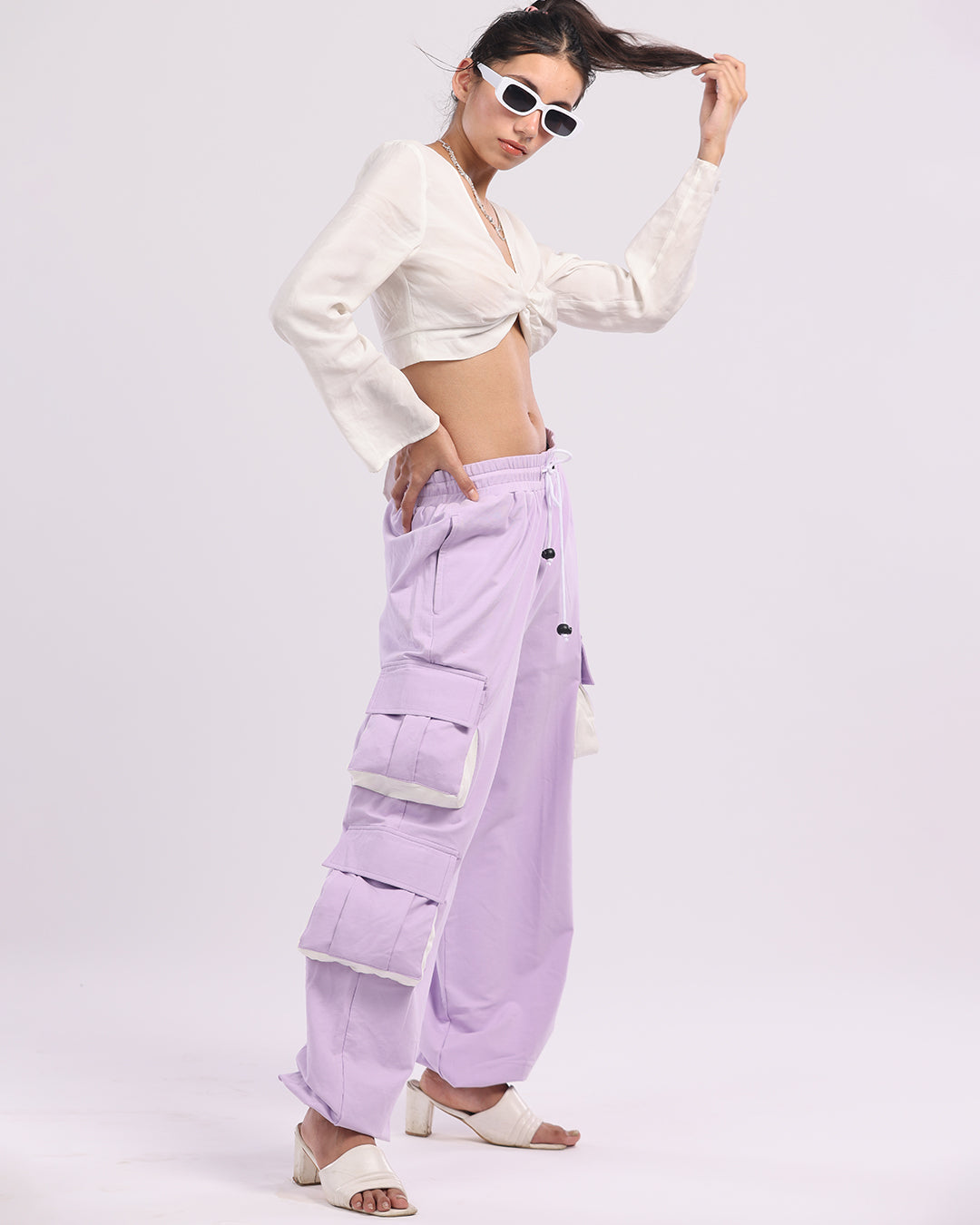 STAY STYLISH, STAY COMFORTABLE: LAVENDER WOMEN'S COTTON JOGGERS