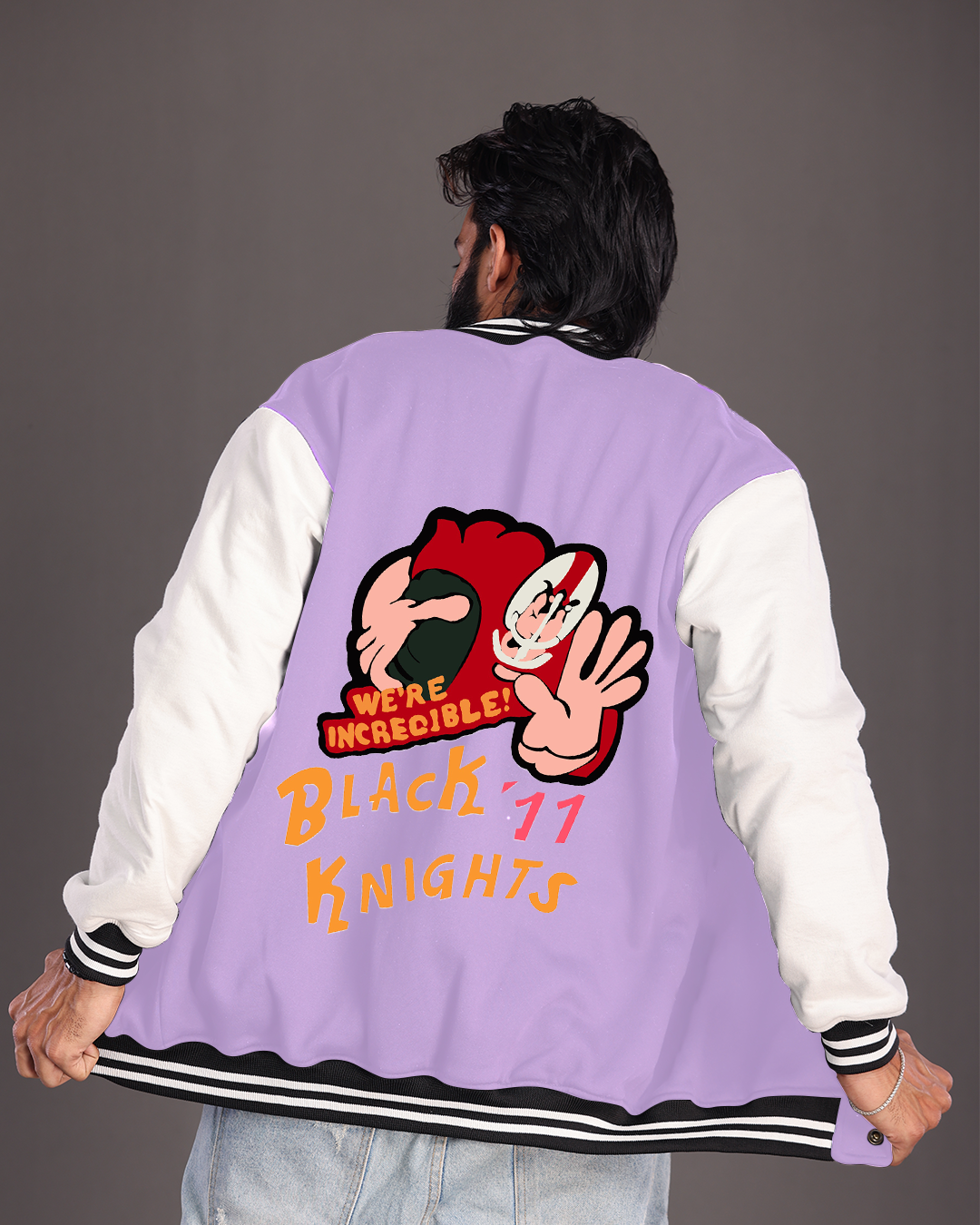 Vintage Vibe: Men's Purple Letterman Jacket