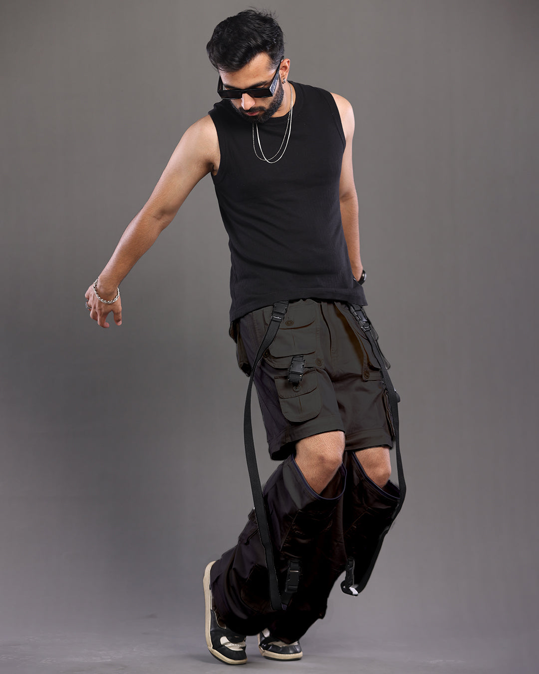 Charcoal Black MaxFlex Cargo Pants: Air Ease Commando Multi-Pocket Style