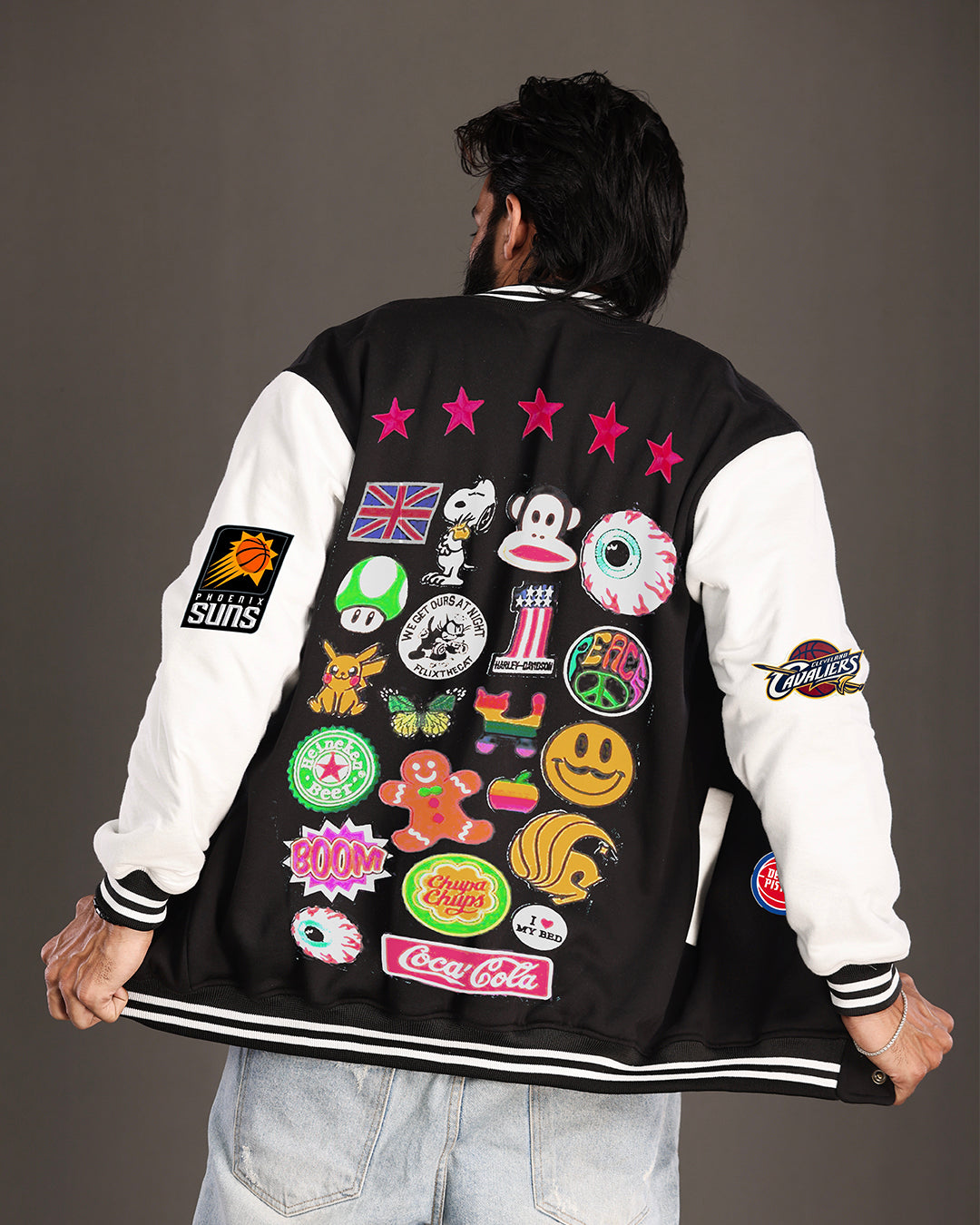 Rock the Classic Vintage Varsity Look with a Unisex Black Varsity Jacket