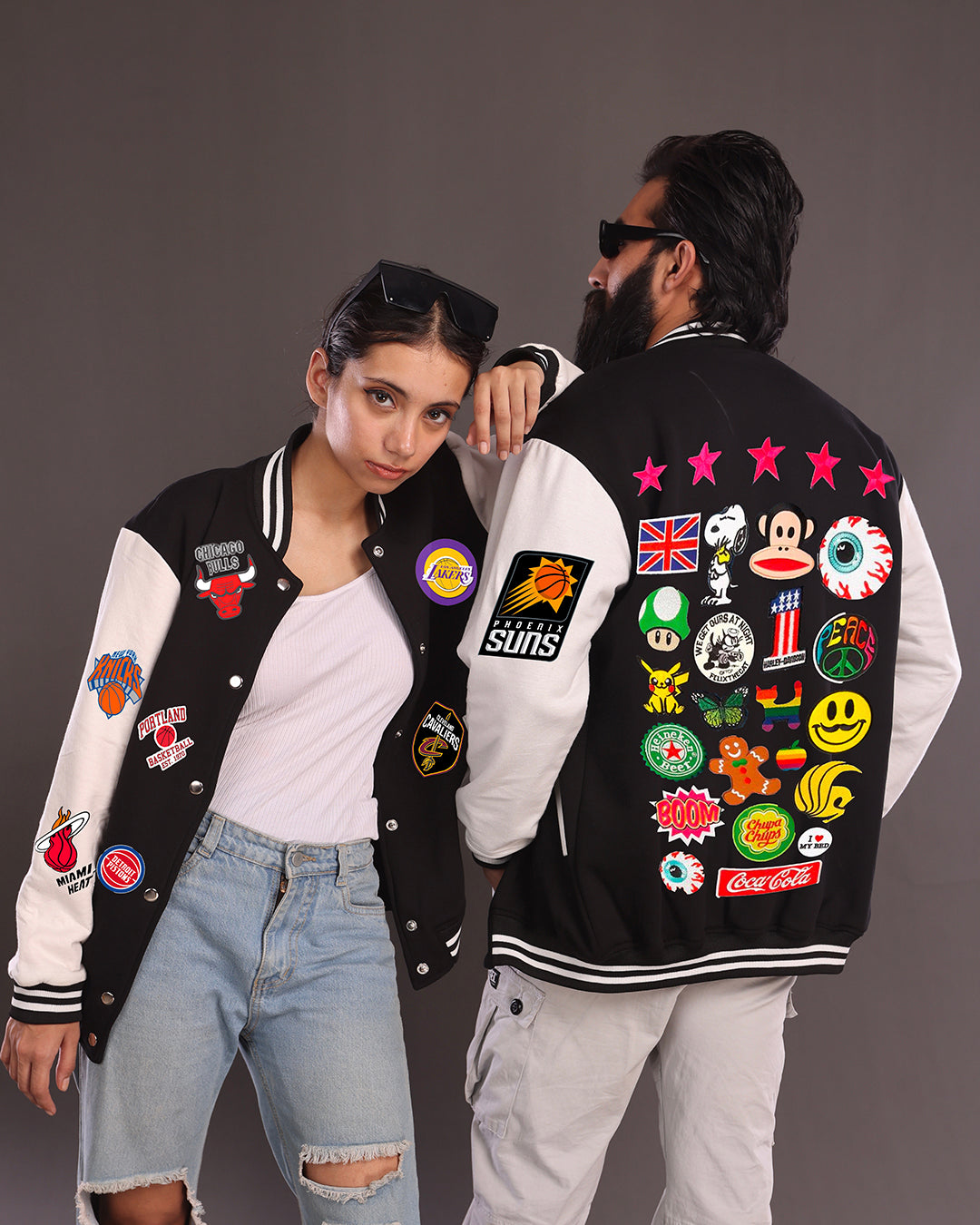 Rock the Classic Vintage Varsity Look with a Unisex Black Varsity Jacket