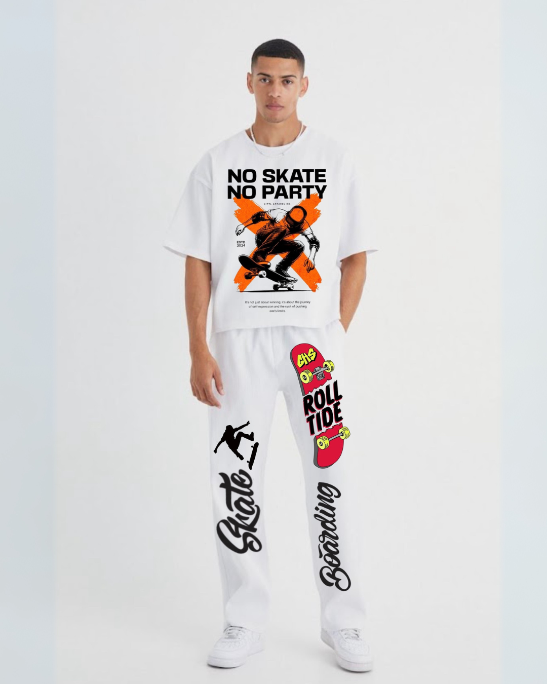 No party men's oversized cordset (white-white)