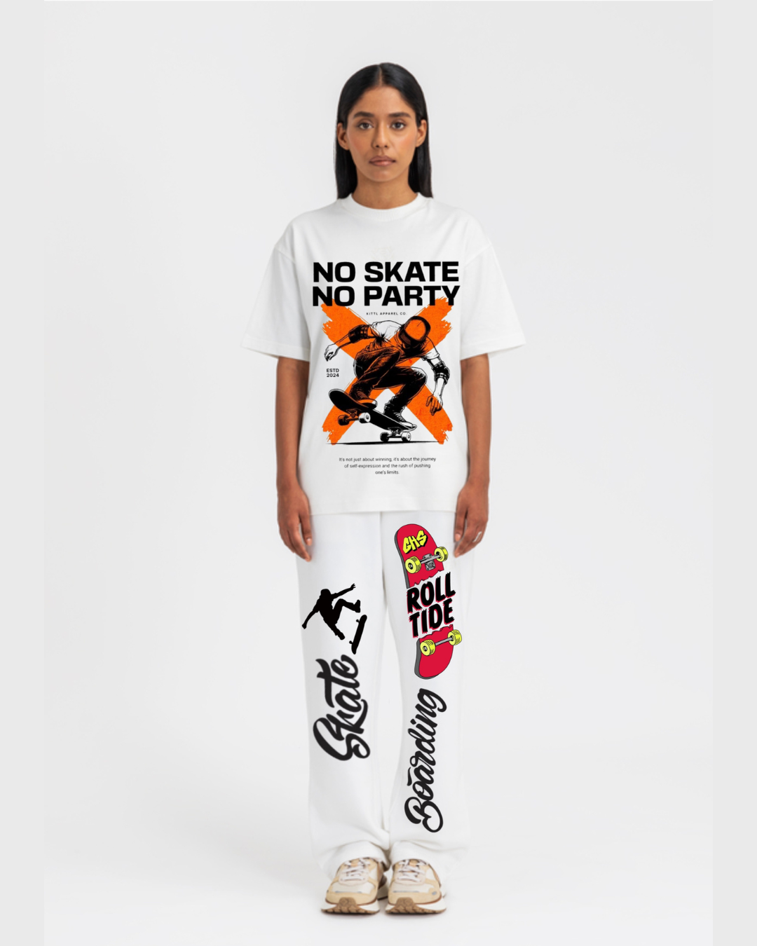 WOMEN'S NO PARTY OVERSIZED CO-ORD SET ( WHITE AND WHITE)