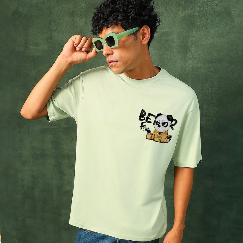 Cool Panda Mint Green Unisex Oversized Tees