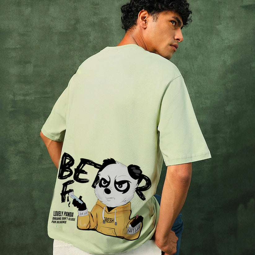 Cool Panda Mint Green Unisex Oversized Tees