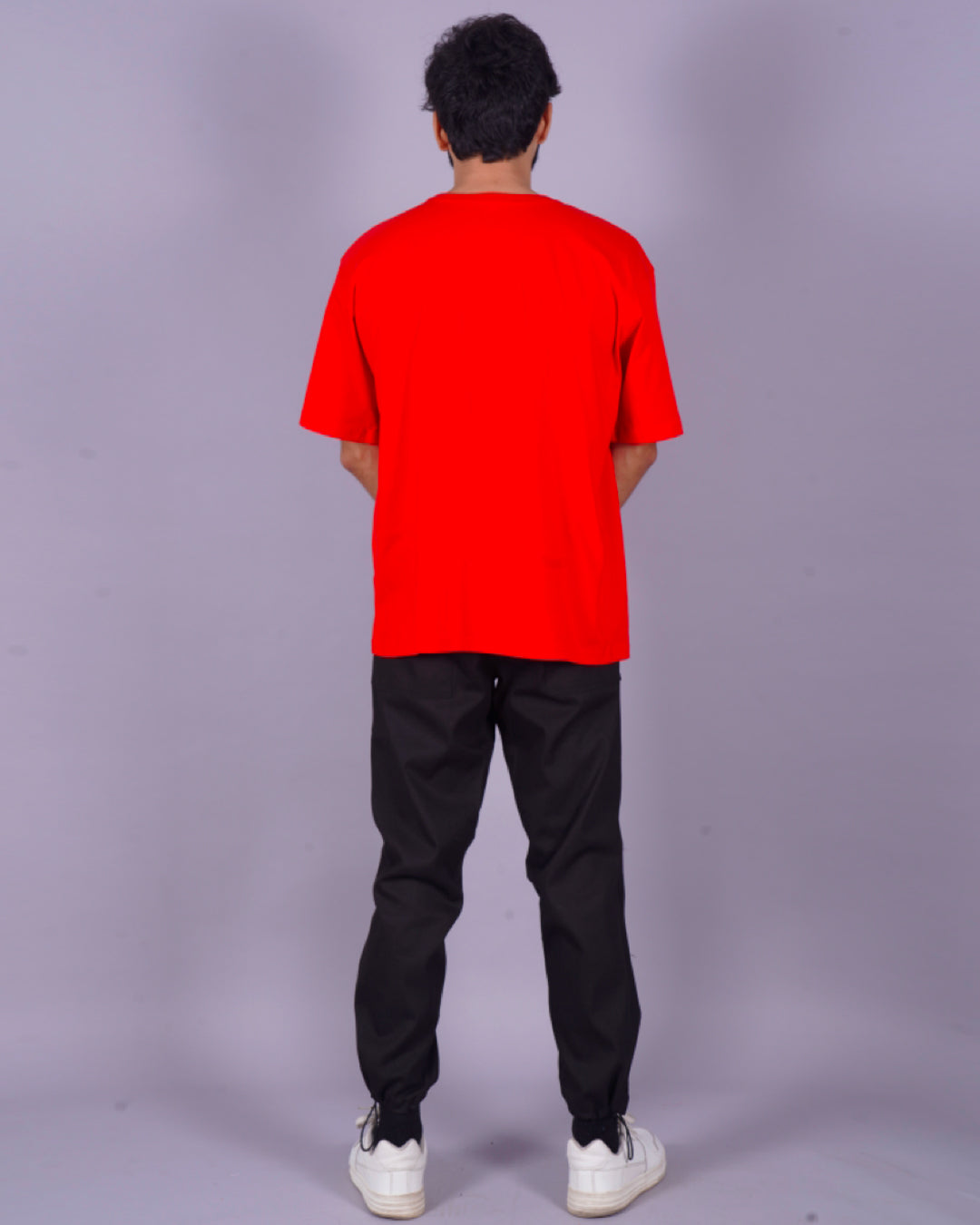HUSTLE HARD: MEN'S HUSTLE OVERSIZED CO-ORD SET IN RED AND BLACK(*)