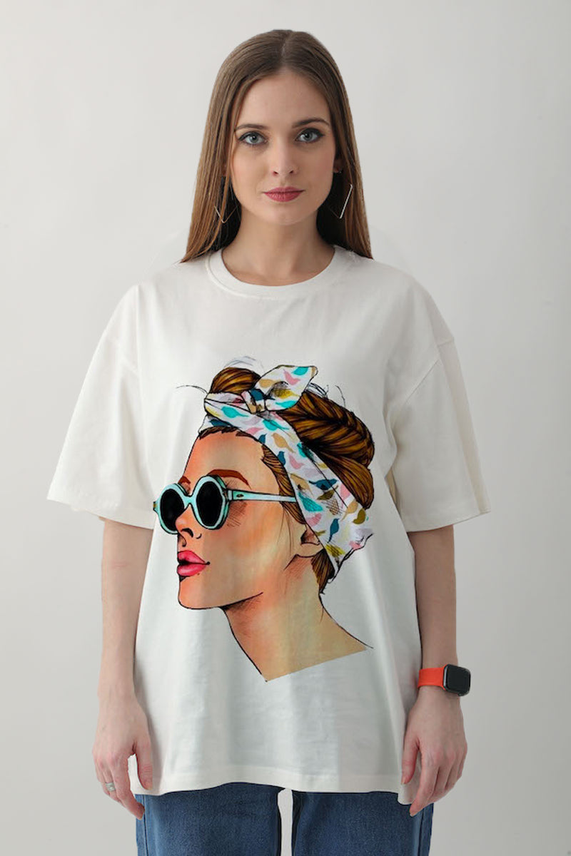 Goggy - Drop Shoulder white Oversized Tee(*)