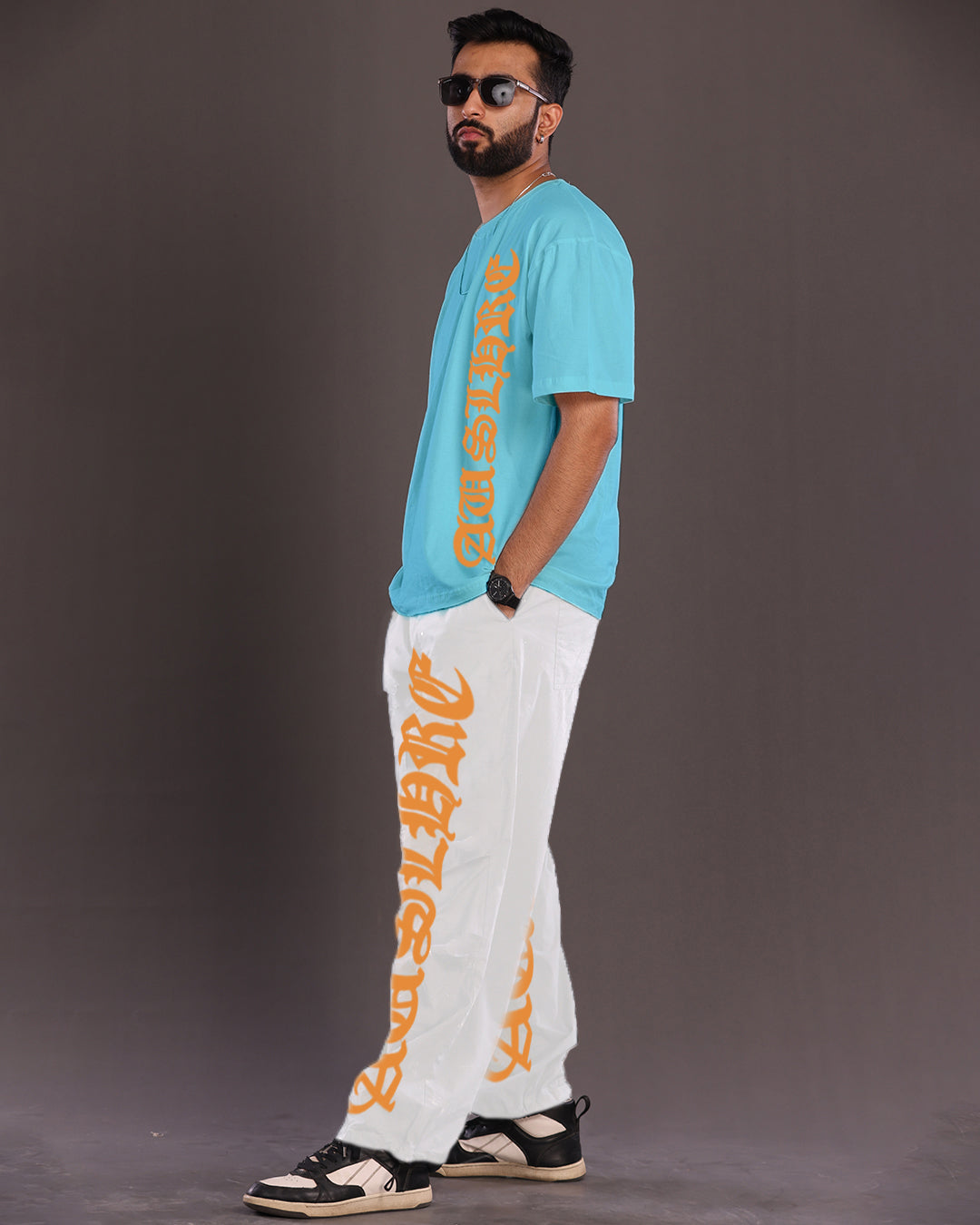 Varsity Vibes: Men's Oversized Co ord Mens Set with Letterman Accent