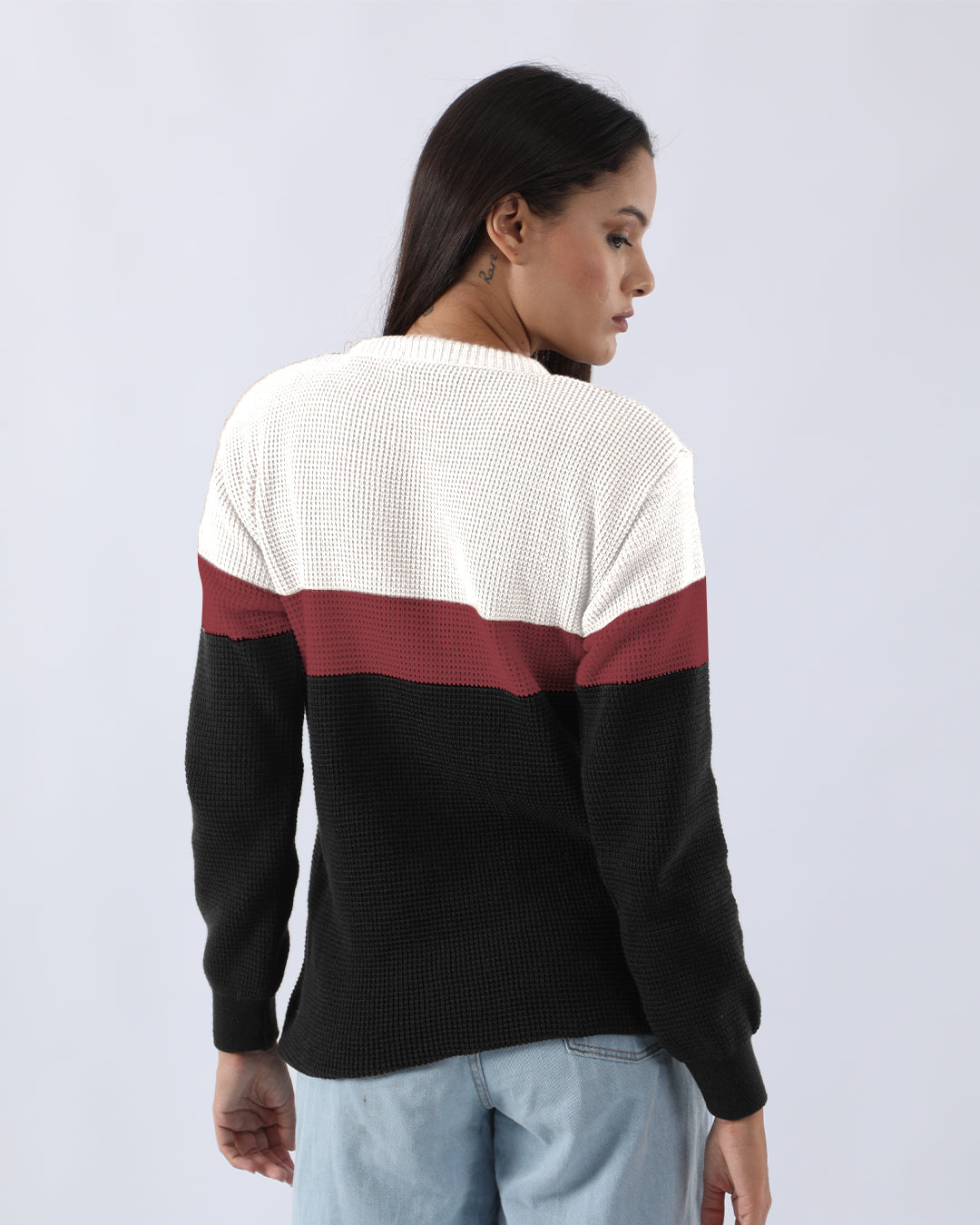 PREMIUM LONG SLEEVE CREW NECK PULLOVERS - WHITE & RED