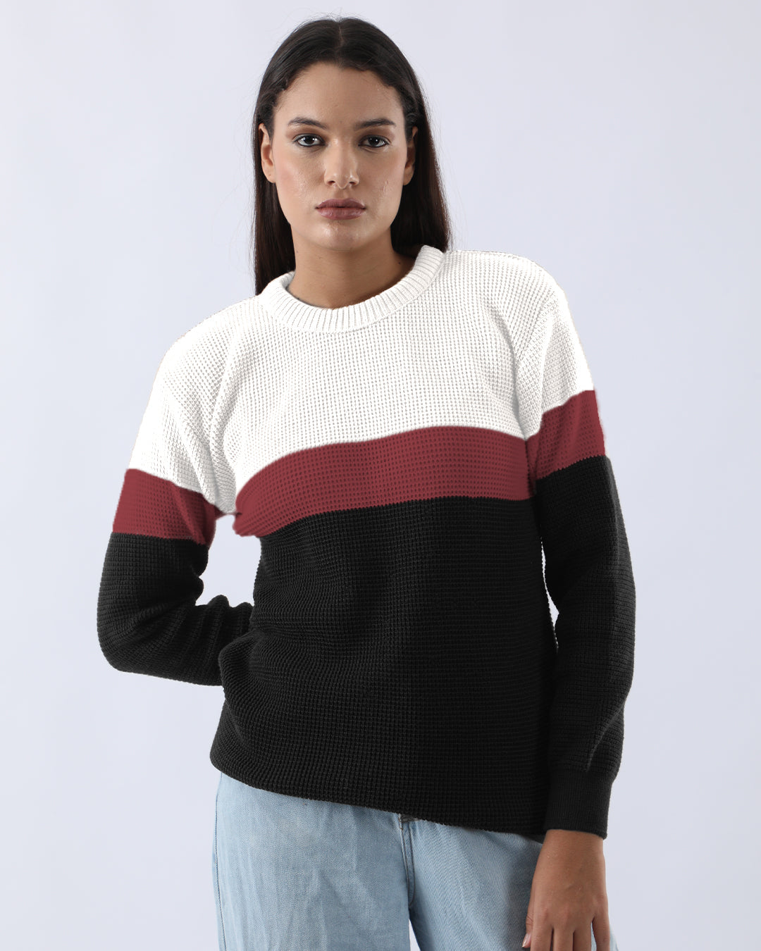 PREMIUM LONG SLEEVE CREW NECK PULLOVERS - WHITE & RED