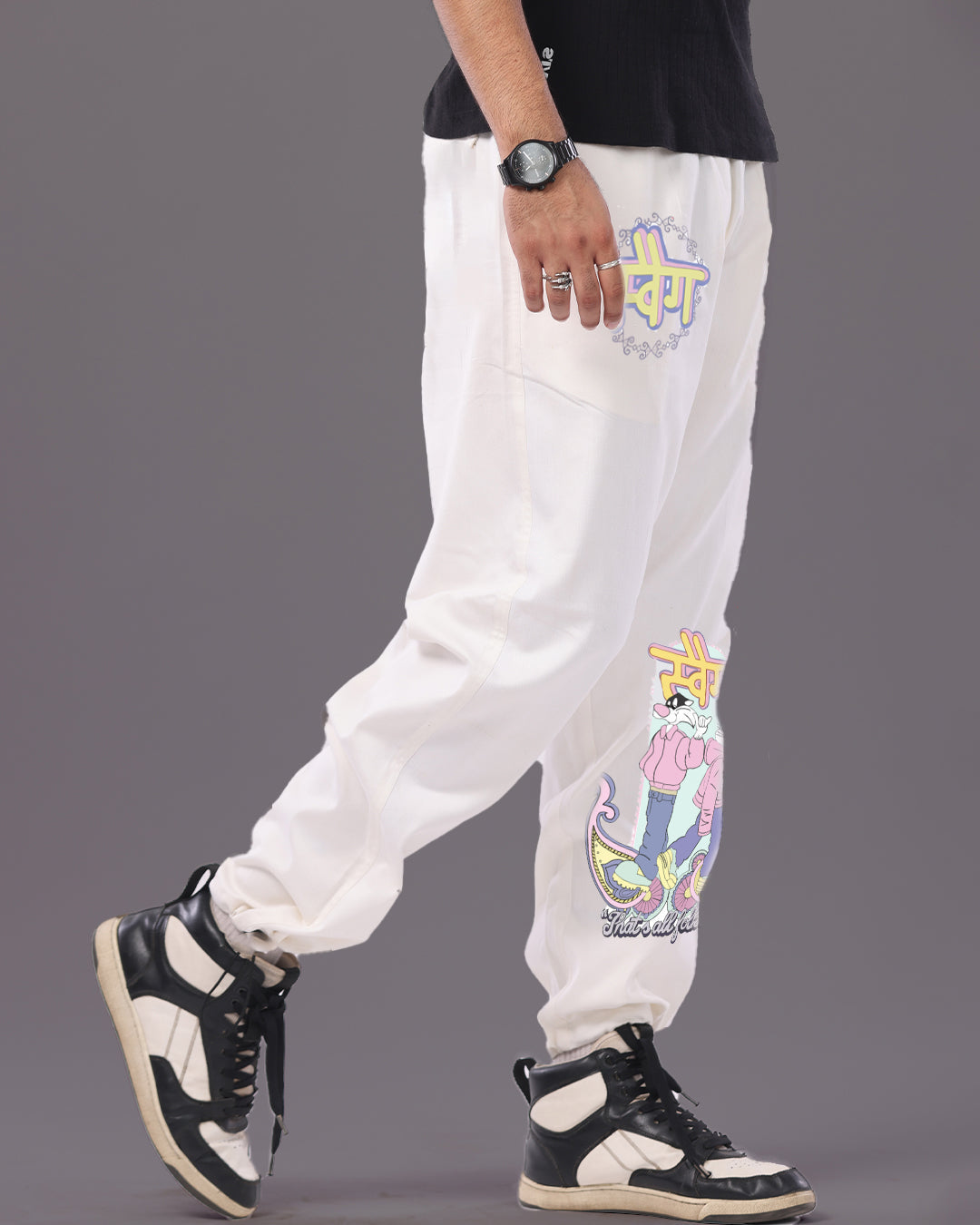 MENS WHITE COTTON PANT - SWAG(*)