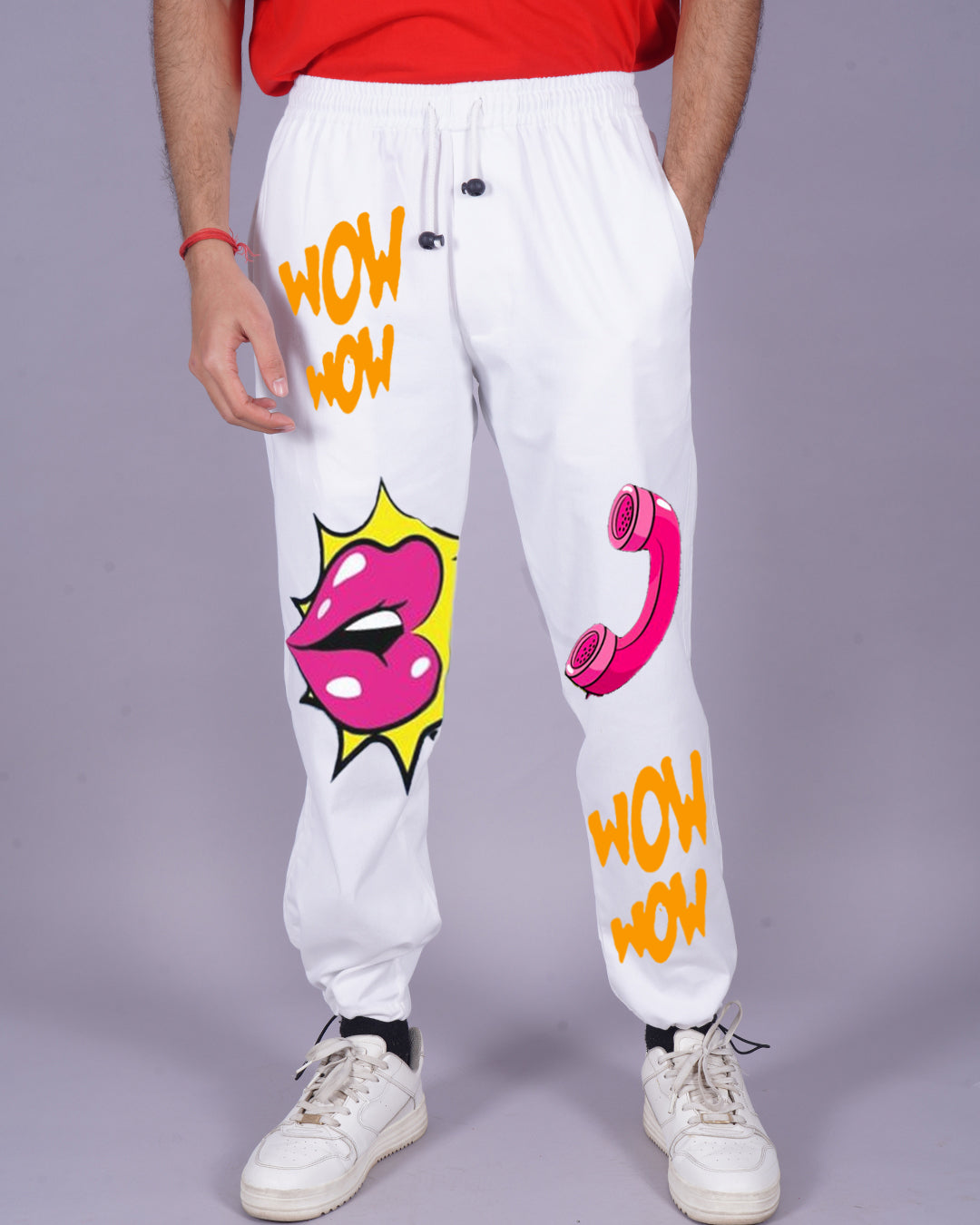White Cargo Pants with Wow Effect(*)