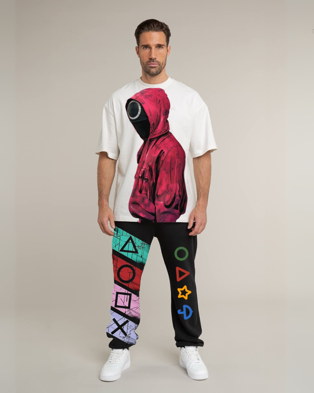 MEN'S XOXO DEVIL OVERSIZED CORDSET (WHITE AND BLACK)