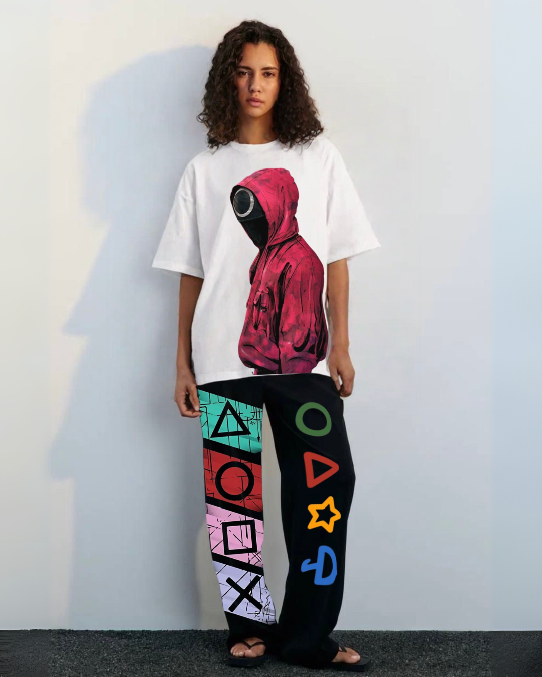 WOMEN'S XOXO DEVIL OVERSIZED CO-ORD SET ( WHITE AND BLACK )