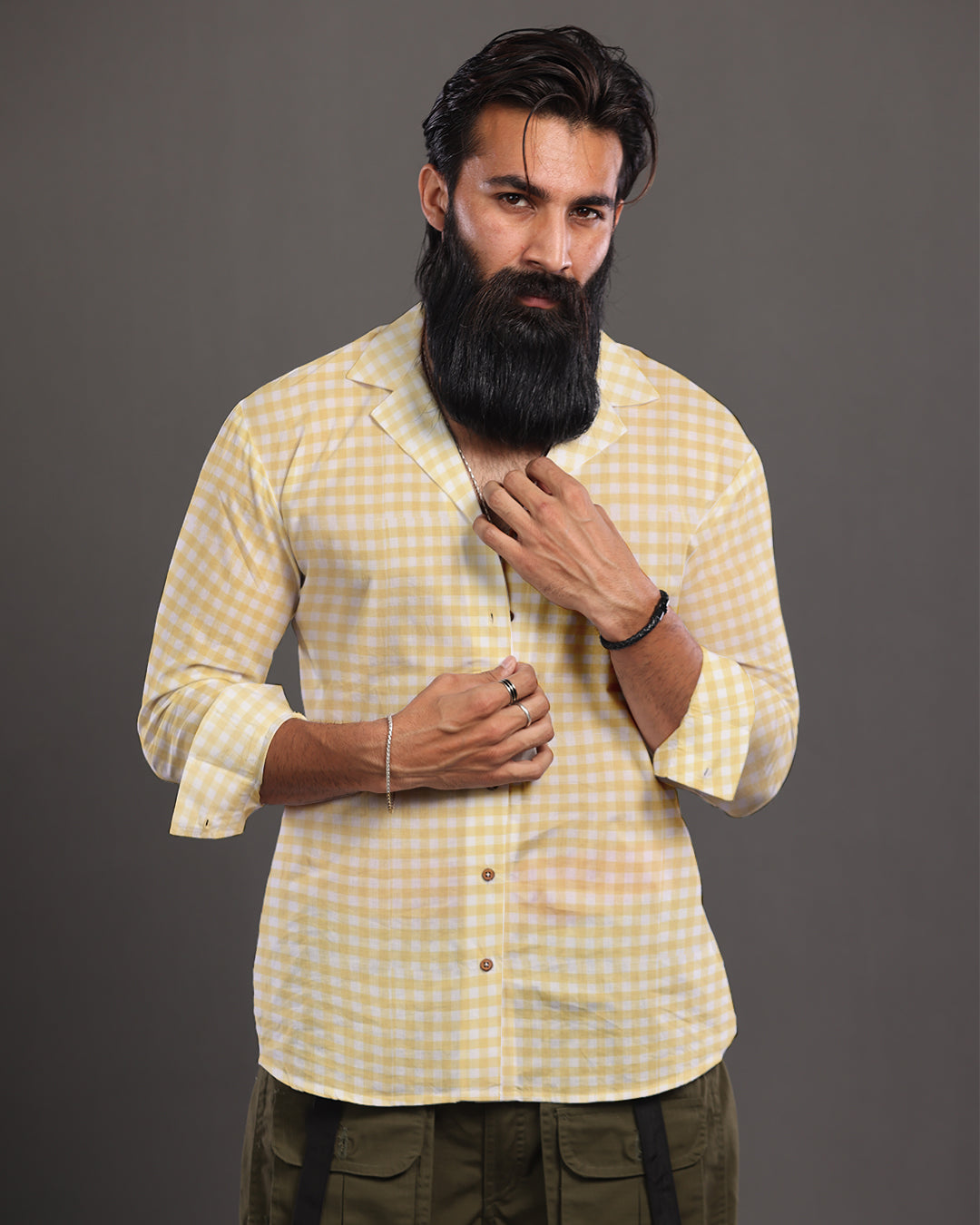 Gingham Lemon chic Full Sleeves Shirt