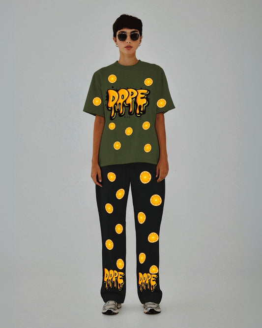 Women Dope Oversized Co-Ord Set - Olive and Black
