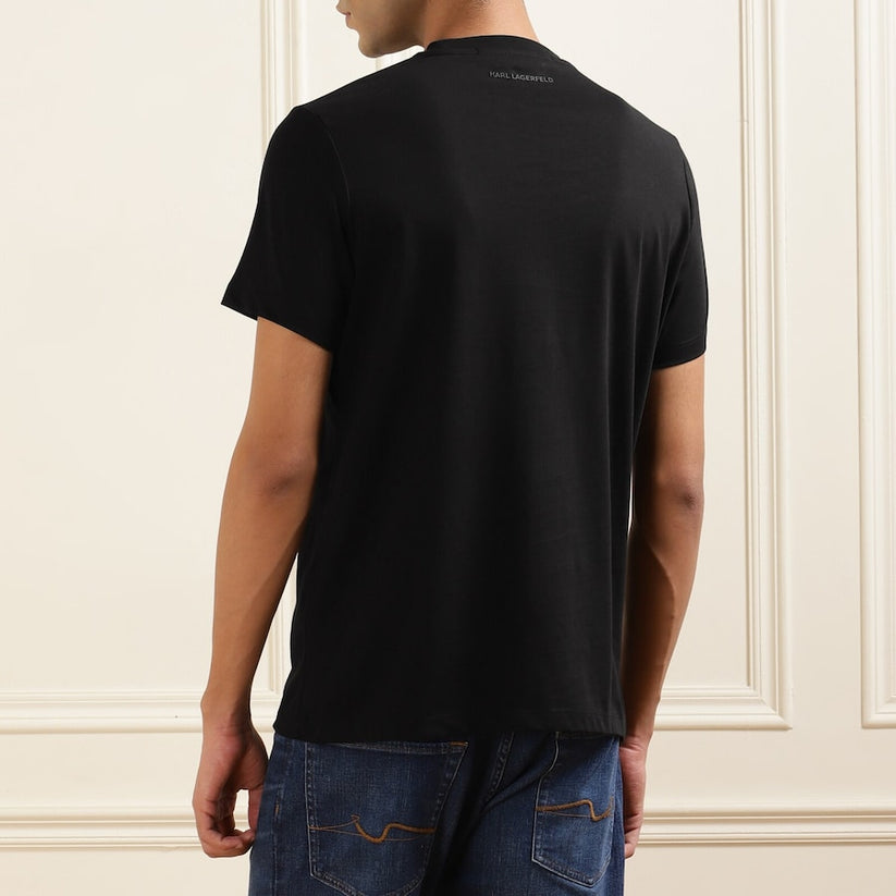 KARL LAGERFELD COTTON T-SHIRT - BLACK(*)